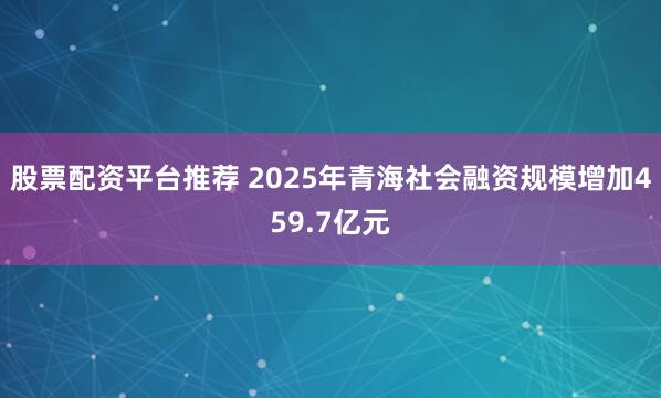 股票配资平台推荐 2025年青海社会融资规模增加459.7亿元